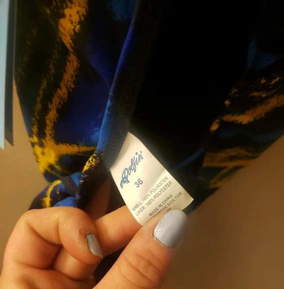 Dolfin Artistic Black and Blue One Piece Swimsuit - Picture 3 of 5